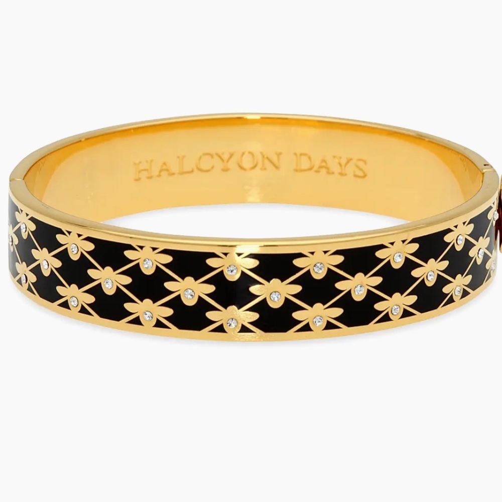 Bee Sparkle Trellis 18K Gold-Plated Hinged Bangle